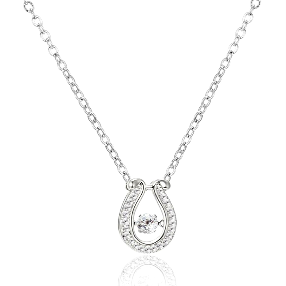 🎠 💎SWAROVSKI® FLOATING CRYSTAL HORSESHOE NECKLACE SILVER WITH RHODIUM OVERLAY